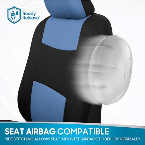 BDK PolyPro Car Seat Covers Full Set in Blue Gray on Black, Front and Rear Split Bench Seat Covers for Cars, Easy to Install Car Seats Cover Set and Accessories for Auto Trucks Van SUV - Blue Gray by BDK - Used condition - Image 9
