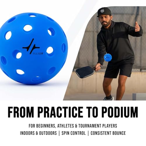 Image of PulseITRally Outdoor Pickleball Balls Set of 6 | 40 Precision Holes, Stable True Flight & Consistent Bounce | Durable High Visibility Pickle Balls for Training, Practice & Competition | Blue