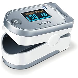 Beurer PO 60 Saturimetro Bluetooth a Lettura Istantanea con Visualizzazione Grafica del Battito Cardiaco e 100 Posizioni di Memoria
