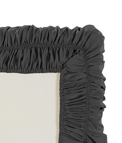 Mk Collection Wrap Around Style Easy Fit Elastic Bed Ruffles Bed-Skirt Queen-King Solid Dark Grey/Charcoal New #TOP1