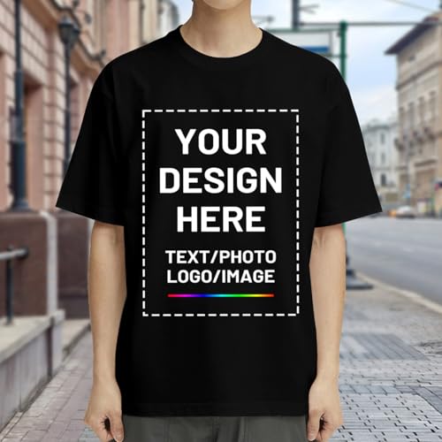 Custom T Shirts for Men Women, Personalized Shirts with Photo Logo Text, Customized T-Shirt Front & Back Print3