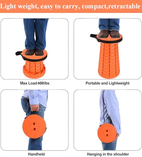 Image of Fishboy Upgraded Collapsible Stool, 400lbs Max Weight, Lightweight But Sturdy, Portable Retractable Folding Telescoping Foldable Camping Stool for Adults Outdoor Fishing Hiking BBQ