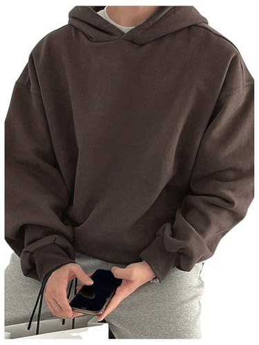 SOLY HUX Men's Hoodies Sweatshirt Collar Hoodies Pullover Casual Drop Shoulder Basic Pullover Sweatshirt with Hood4