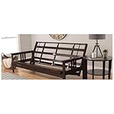 HomeStock Wood Futon Frame Queen Size - Classic Style Sofa Bed with Mission Arms Frame Only/Espresso