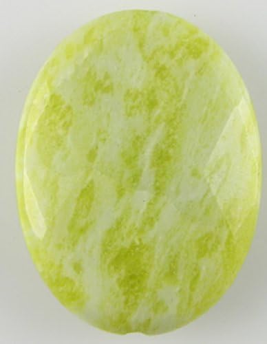 40mm faceted lemon jasper flat oval pendant bead