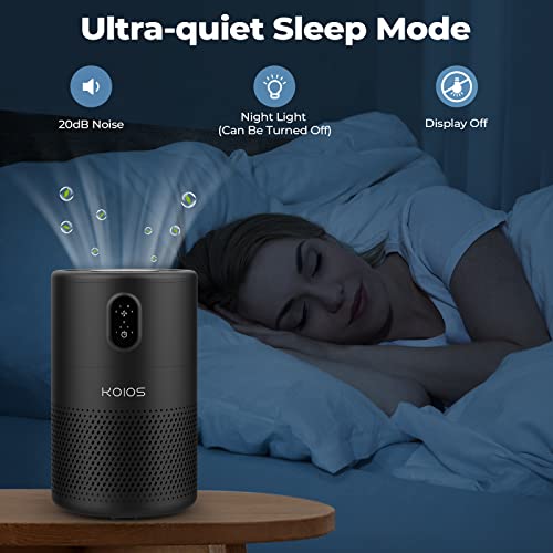 Koios Air Purifiers For Bedroom Home 1076 Sq.ft, H13 Hepa Filter Air Cleaner For Allergies Pets Smoker, Remove 99.99% Pm2.5 Wildfire Dust Mold Bacteria Pollen, 20Db Dust Remover, Ozone Free, Black #TOP6