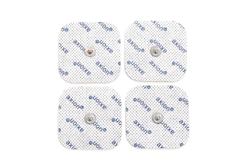 4 Elettrodi pads 5x5cm con attacco a bottone da 3,5 mm- per elettrostimolatore TENS e EMS - qualità axion