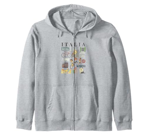 Sweat Luca Disney Pixar à capuche zippé avec icônes Italie pour fan