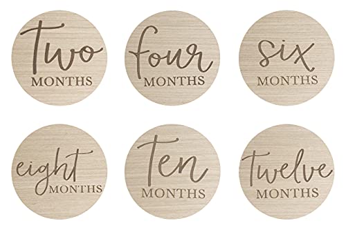 Little Pear Wooden Milestone Photo Cards, Baby Announcement Cards, Double Sided Photo Prop Monthly Milestone Discs, Pregnancy Journey Milestone Markers #TOP1