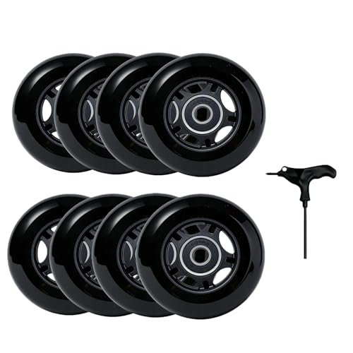 VORTRACK 8-Pack Inline Skate Wheels 85A with ABEC-9 Bearings, 64mm 70m