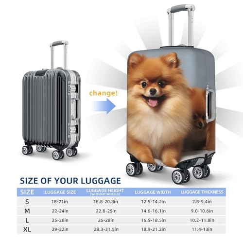 Travel Luggage Protector Cover Cute pomeranian Suitcase Covers for Luggage Fashion Washable Elastic Luggages Cover Protector Scratch Resistant Travel Essentials Suitcase Cover Fits 18-32 Inch2