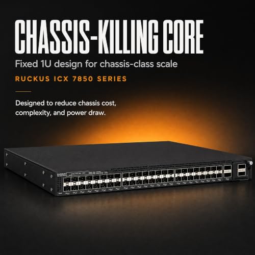Image of Ruckus ICX7850-48FS Managed Switch, 48x 1 /10GbE SFP+ with MACsec line-Rate encryption, 8x 40 /100GbE QSFP28 Uplinks, Dual Hot-Swap PSU - Distributed-Chassis Core Switch, 100G Wire-Speed