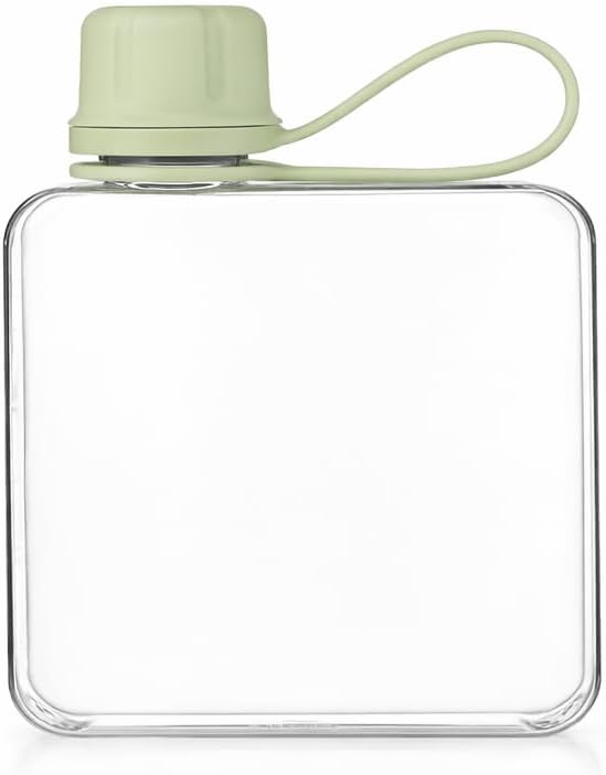 Flat Water Bottle Travel Flask Portable 10.5 oz BPA Free Tritan Square Small Water Bottles Leakproof Slim Water Bottle for Purse Travel Pocket Sports Fitness (Grey, 10.5 OZ) image 5