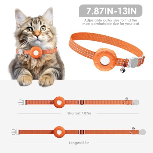 Image of Cat GPS Tracker, Waterproof Pet Tracker for Cats, Compatible with Apple Find My App (Only iOS), Cat Tracker Collar with Safety Elastic Buckle, Works with Any Collar, No Monthly Fee,Orange