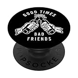 Good Times Bad Friends x Beer Cheers x Skeleton Blackwork PopSockets Standard PopGrip