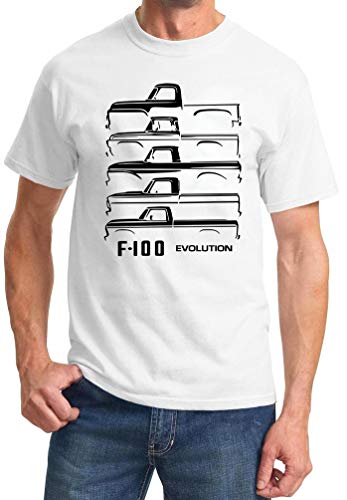 1953-1977 Ford F100 F-100 Pickup Truck Evolution Classic Design Tshirt XXX-Large White