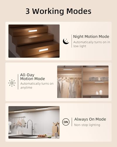 EZVALO 6-Pack Under Cabinet Lighting with Charging Station, 2000mAh Rechargeable Wireless Motion Sensor Lights, 3 Color Temps, Dimmable, Timer, Magnetic, with Remote Control for Kitchen, Closet, Stair