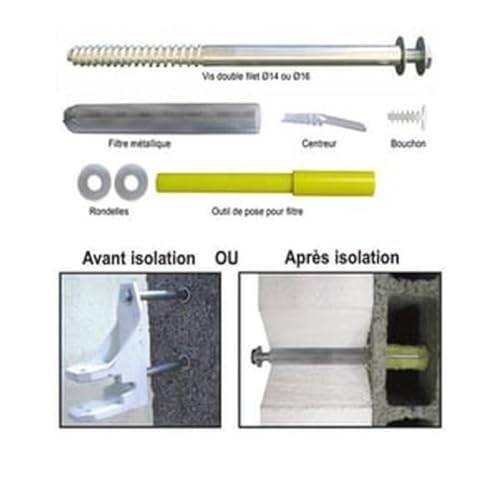 Cheville isolation thermique 8x210mm avec rondelle anti-pont thermique D-Work Eco-S - 5