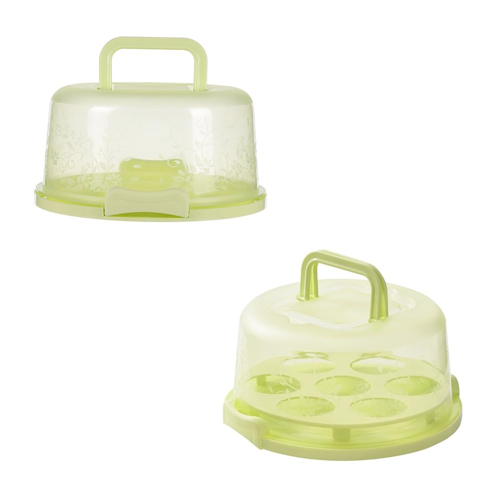 Boîte de Transport de Gâteaux avec Couvercle et Poignée Boîte à Gâteaux Récipient à Cupcakes avec Poignée Récipient de Transport de Gâteaux Vert