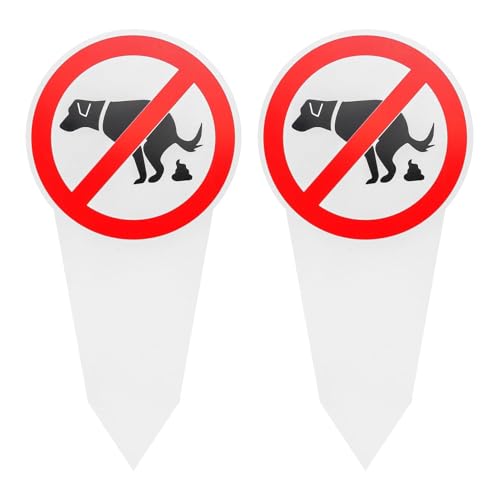 Cartel con texto en alemán Hier ist kein Hundeklo!, 2 unidades, 30,75 x 15 cm, 2,7 mm de grosor, PVC con estaca, cartel de advertencia de prohibición de perro, excrementos de perro, advertencia de