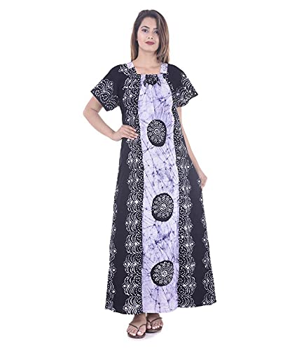 APRATIM Indian Women Cotton Night Gown Bikni Cover Comfy Evening Holiday Night Gown House Dress Blue