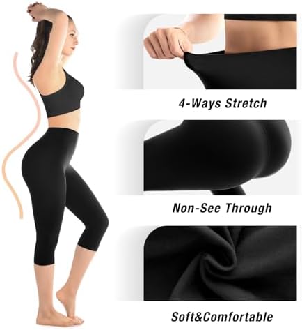 Walifrey Capri Leggings for Women, Black, SM - 5