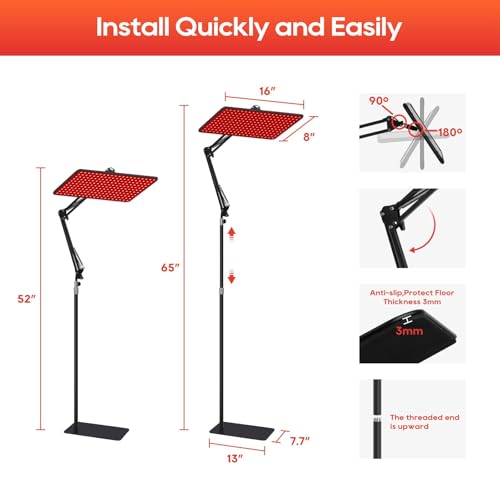 Image of Red Light Therapy for Body and Face, 660nm 850nm 940nm Infrared Redlight | Redlight-Therapy Lamp Device with Large Panel and Stable Stand at Home, Idea Gift for Women Wife Mom Sister Girlfriend (L)