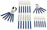 Tafelbesteck mit Griff aus blauem Kunststoff für bis zu 6 Personen, Alleskönner für den Alltag und originelle Geschenkidee