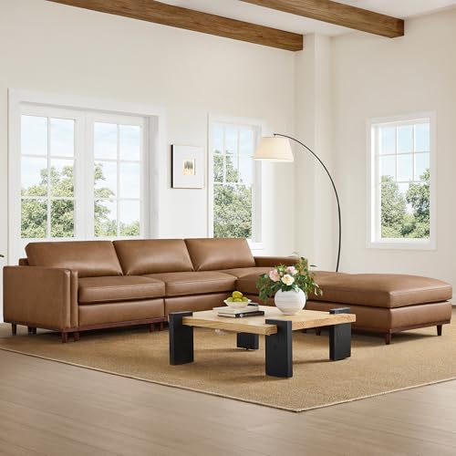 Image of CHITA 118 inch Super Large Sectional Modular Sofa, 5 Seat, Faux Leather, Camel