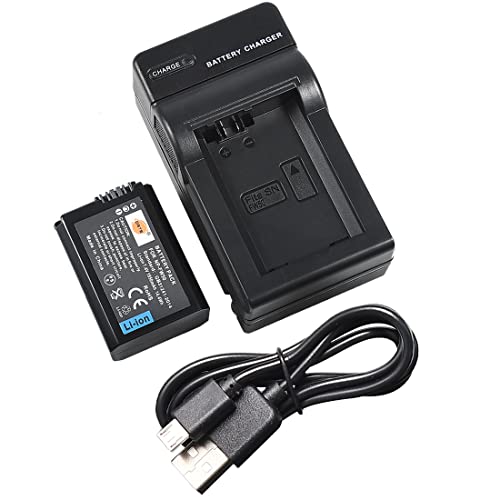 DSTE Li-Ionen Batterie und Micro USB Ladegerät Anzug kompatibel mit Sony NP-FW50, ZV-E10, RX10 IV, A7, A3000, A6000, A6100, A6300, A6400, A6500, NEX-3, NEX-5, NEX-6, NEX-7