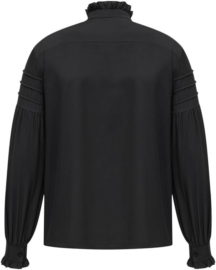 Men Ruffled Collar Long Sleeve Shirt Steampunks Medieval Cosplay Blouses Top for Any Occasion