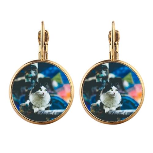 Boucles d'oreilles clip chat paresseux or pour oreilles sensibles sans trou