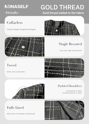 Sweater Blazer Jacket for Women 2024 Fall Winter Black Plaid Houndstooth Womens Business Casual Fashion Work Dressy Trendy Women's Blazers & Suit Jackets Boyfriend Lightweight Professional