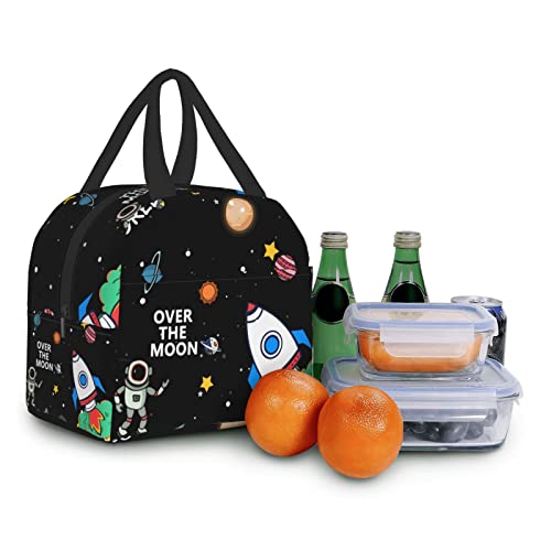 Outer Space Lunch Bag Reusable Lunch Box Insulated Zipper Meal Box Keep Warm Cooler Handbag For Teen Boys Girls School Office Outdoor Travel Picnic (Space Lunch Bag-2) #TOP5
