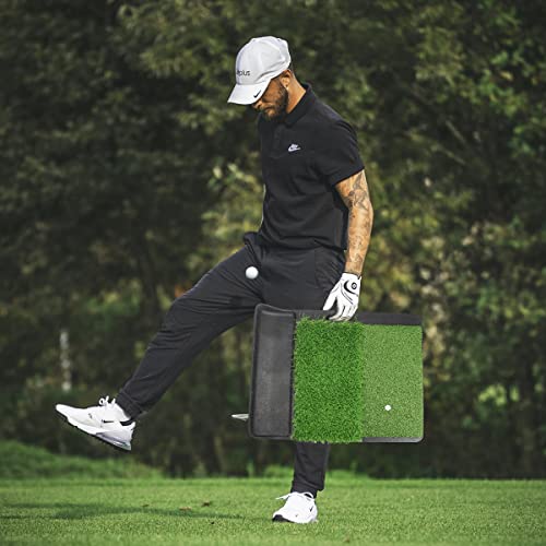 Enhua Golf Hitting Mat With Ball Tray,21X18 Inch Turf Indoor/Outdoor Pad For Chipping Swing Golfing Practice,Heavy Duty Training Mats With 9 Tees (B) #TOP5