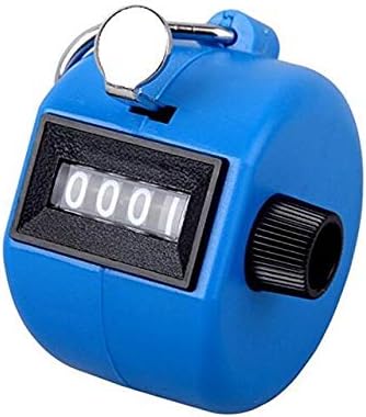 FormVan 4 Digit Hand Tally Counter, Mechanical Lap Tracker Manual Clicker with Metal Finger Ring Hoop Holder, Blue