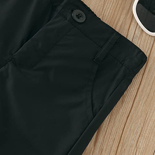 NLGToy Roupa infantil com suspensórios e gravata borboleta para meninos de manga curta com estampa d