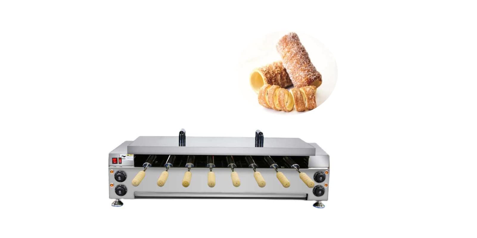 TXMACHINE Ice Cream Cone Chimney Cake Kurtos Kalacs Grill Roll Oven Maker Machine Chimney Cake Oven chimney bread machine toaster ovens with 8 rollers (110V/60HZ)