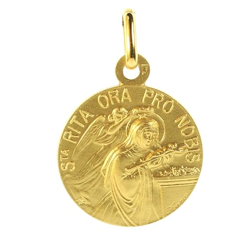 Palais du Rosaire Médaille de Sainte Rita et Croix Plaqué Or 18mm - Culte Chrétien