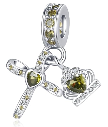 Abalorio de cruz de plata con piedras natales para pulseras Pandora