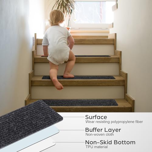 Alfombra de escalera exterior autoadhesiva para proteger pasos de niños en jardín 5