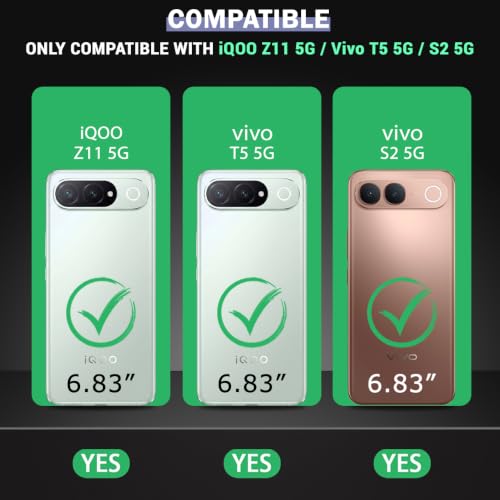 Image of TheGiftKart Hybrid Shockproof Back Cover Case for iQOO Z11 5G / Vivo T5 5G / S2 5G Compatible with MagSafe | Camera Protection Module | Hard Back Cover (PC & TPU, Transparent Clear Back, Black Sides)