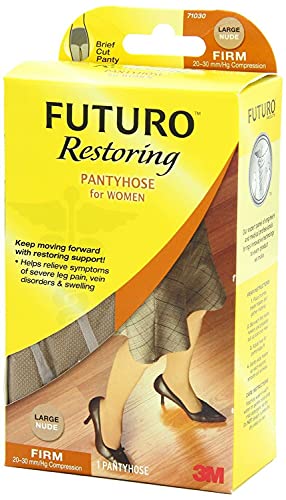 Futuro Beyond Support Pantyhose, Large, Nude, Firm, Full-Cut Panty, 1 Pair2