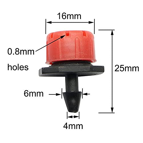 Image of Drip Emitters Garden Irrigation Drippers for 1 /4 Inch Tubing Drip Irrigation System, Adjustable 8-outlets drippers 50 -Pack, Red