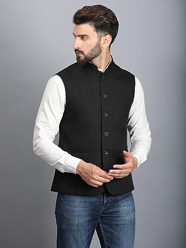 Image of Ethluxis Men's Designer Solid Nehru Jacket /Waist Coat /Bandhgala