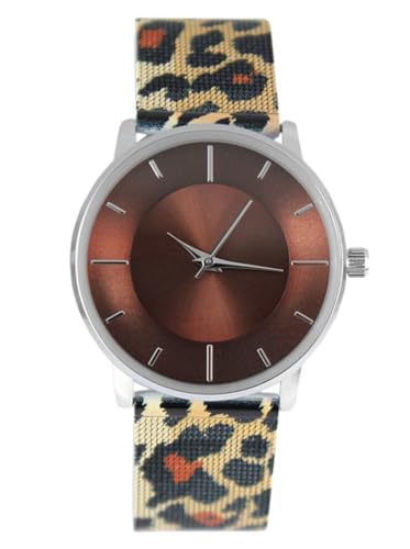 Crystal Blue Damen Armbanduhr braun schwarz Edelstahl Milanaise Mesh Armband wasserdicht Animal Print Leo 2429