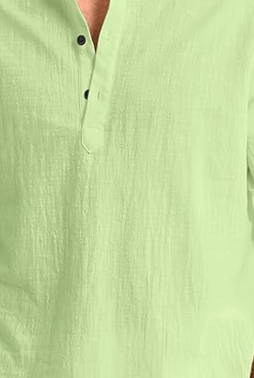 Image of Men's Full Sleeve Beige Color Cotton Blend Mandarin Slim Fit Shirt Style Kurta for Men and Boys