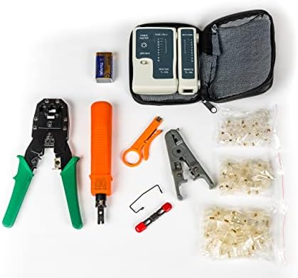 AG Cables AGC-K315A Professional Networking Tool Kit with Cable Tester, Punch Down Tool, Cable Stripper
