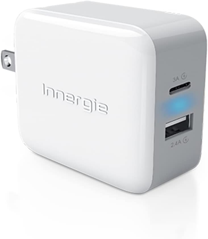Innergie 27M Dual USB Wall Charger,Compatible with iPhone 12/Samsung S8,8+/ S9,9+/iPad/Android Device/USB-A/USB-C Dual Ports/27W /5.4A Output/Portable&Travel Use/White/Innergie 27M (Delta Electronics)
