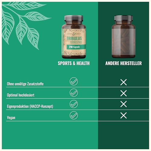 Tribulus Terrestris hochdosiert – 210 Kapseln – 90% Saponine – Vegan – Frei von Zusatzstoffen